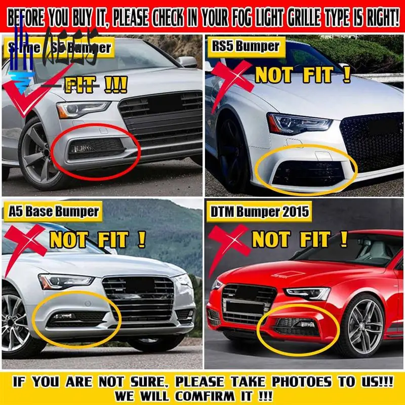 

AEE5-Chrome Car Front Bumper Mesh Fog Light Cover Honeycomb Grill Grille Cover For S5 A5 S-Lines 2013-2016 Parts