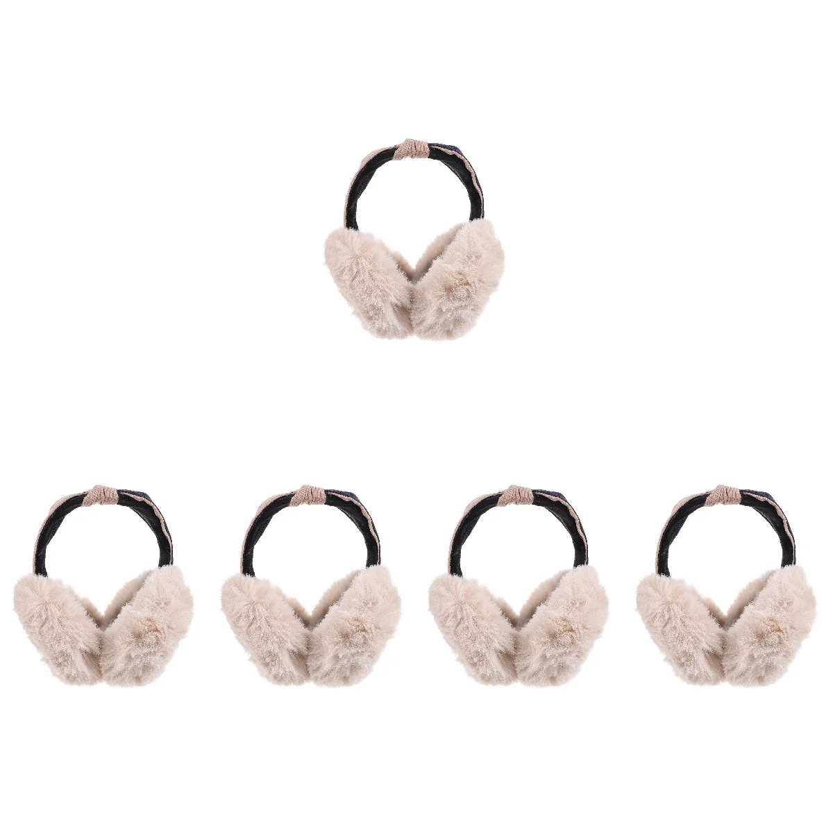 5 Count Two-color Headband Foldable Lazy Rabbit Fur Warm for Winter (apricot Color) Cuff Keep Miss