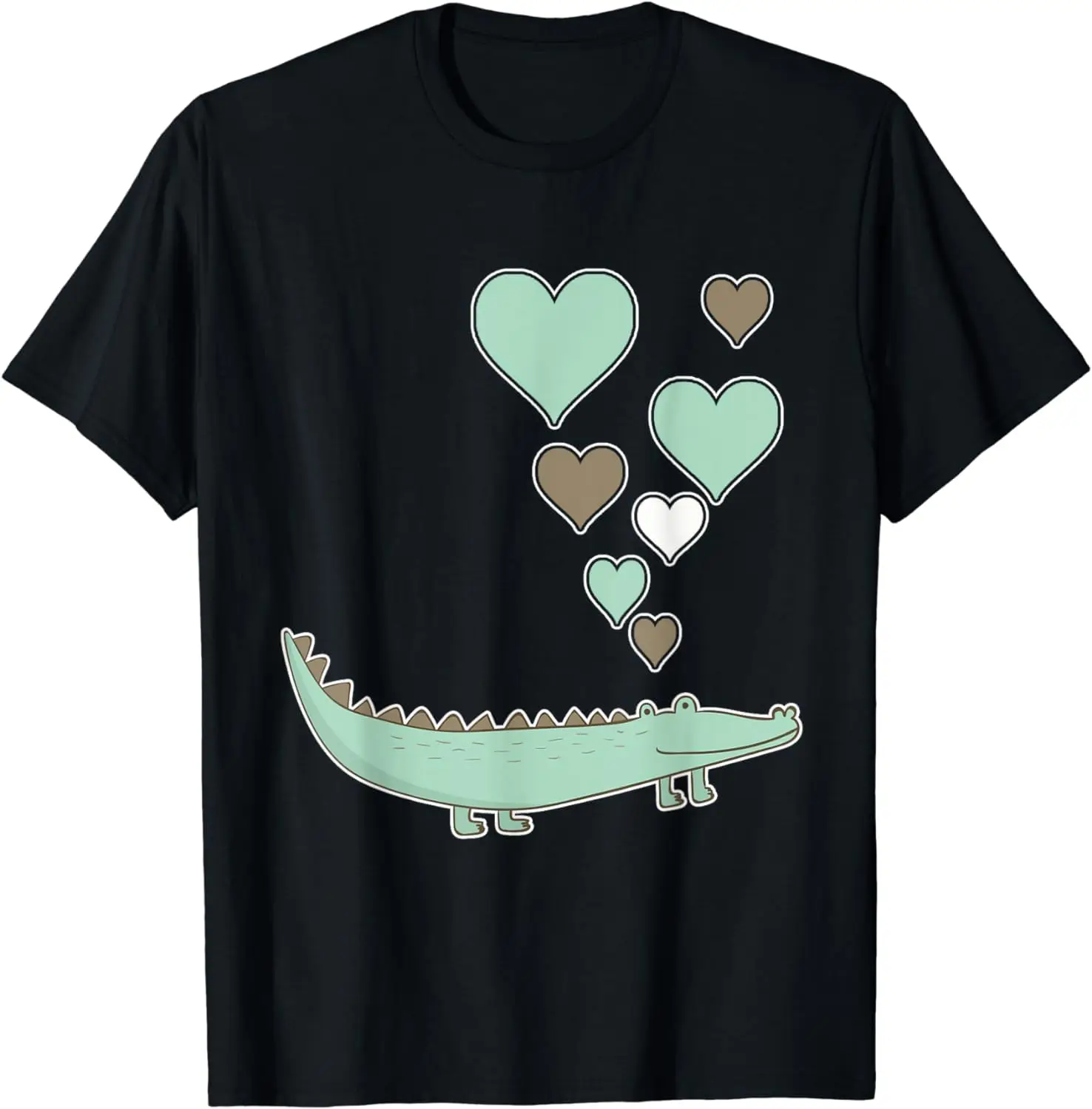 Cute Alligator With Hearts - I Love Alligators T-Shirt For Men Clothing Women Tees Y2K Tops Unisex Summer Short Sleeve