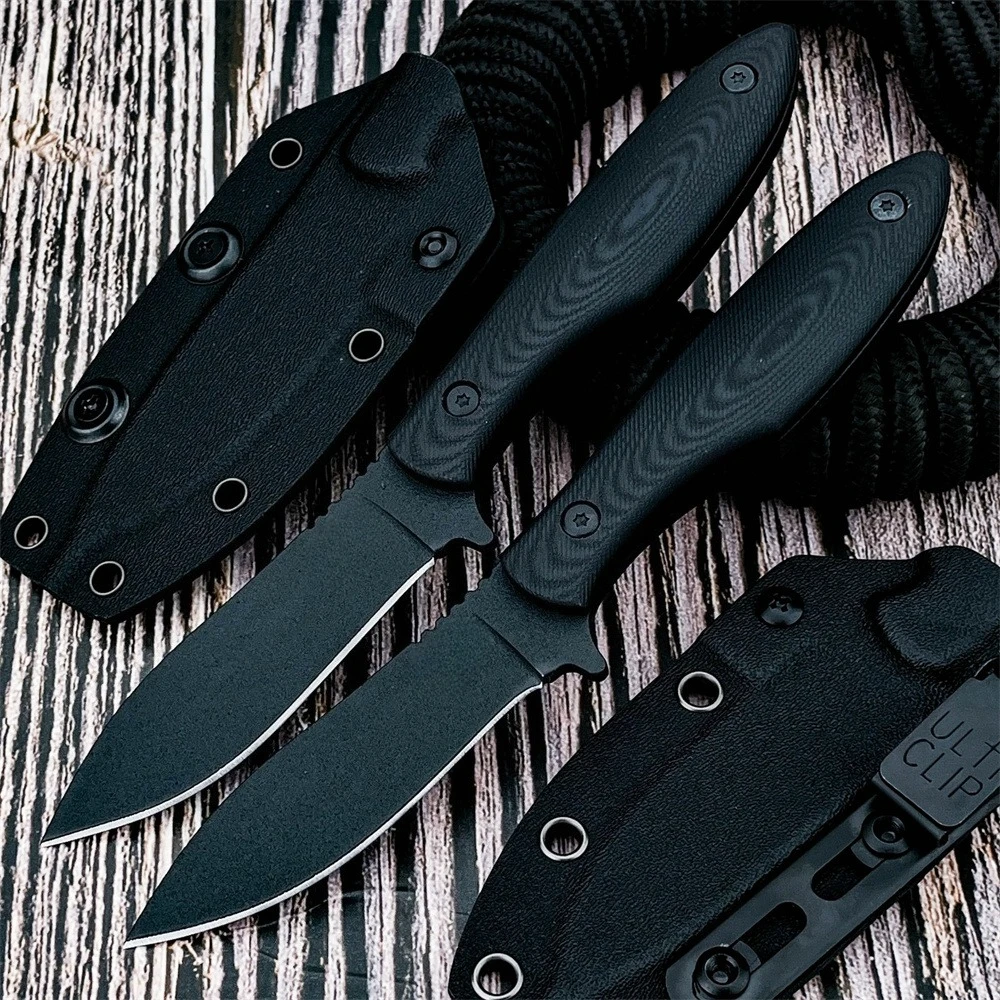 

Small EDC Hunting Fixed Blade Knife 8Cr13Mov Steel Ftuit Knife G10 Black Handle Outdoor Bailout Tactical Survival Tool