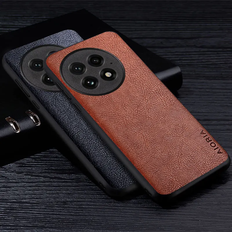 Custodia in pelle di lusso per OnePlus 13 Cover posteriore con motivo Litchi retrò stile business premium per custodia per telefono OnePlus 13