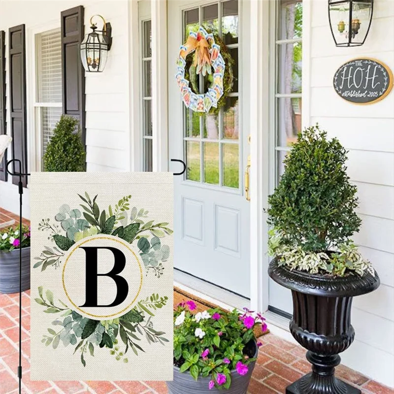 PB-Beauty монограмма письмо B садовый флаг с цветочным рисунком 12X18 дюймов двусторонний для улицы маленькая мешковина семейное имя 3 шт.