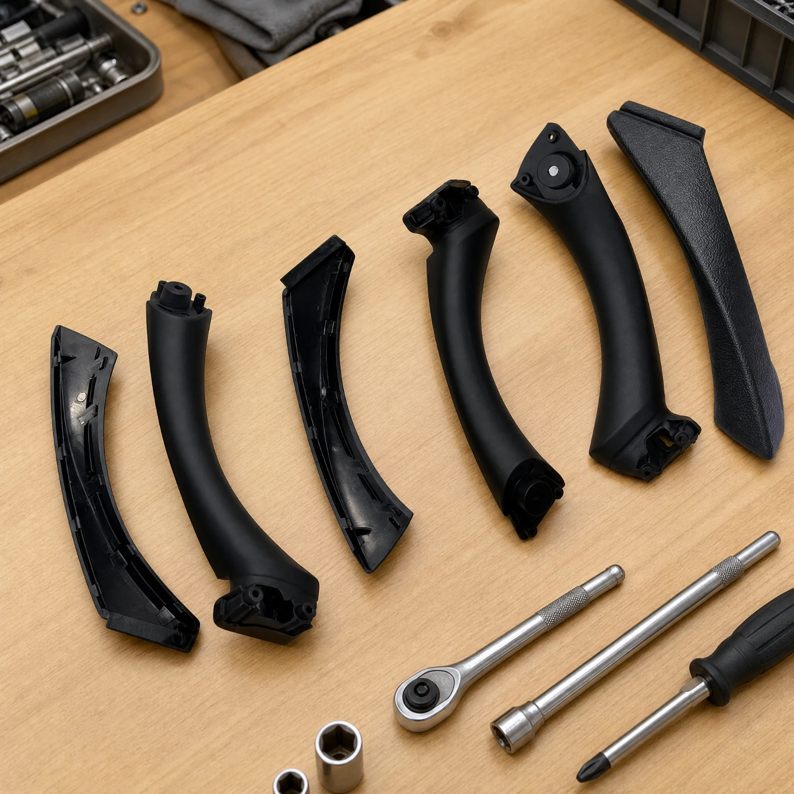 6 Pieces German Automaker E90 Interior Trim Parts with Mounting Points OEM-Style ABS+PC Armrest Replacement Parts view 4