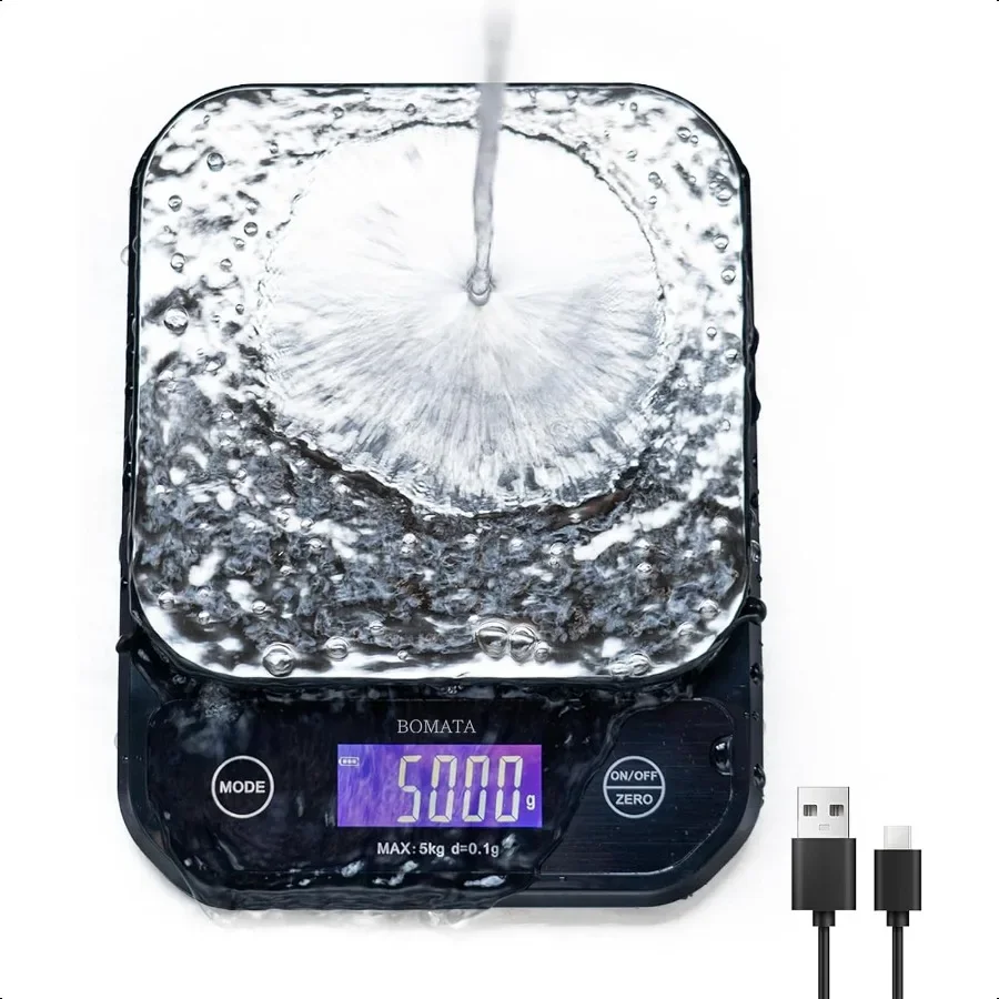 

Waterproof Kitchen Scale 0.1g 0.01oz High Precision 5kg 11lb Washable USB Rechargeable Digital Scale for Food Cooking Baking We
