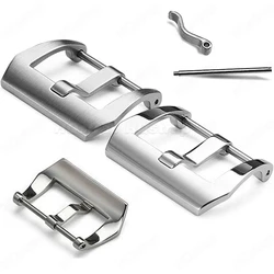 22mm 24mm Buckle for Panerai Leather Rubber Strap Buckles 316 Stainless Steel Button Silver Matte Polished Clasp Accessories