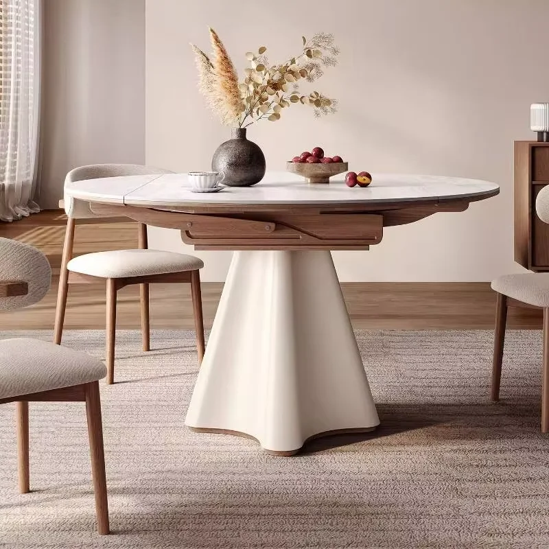 Extendable White Restaurant Tables Minimalist Modern Small Round Restaurant Tables Living Room Mesa Para Cocina Furniture Home