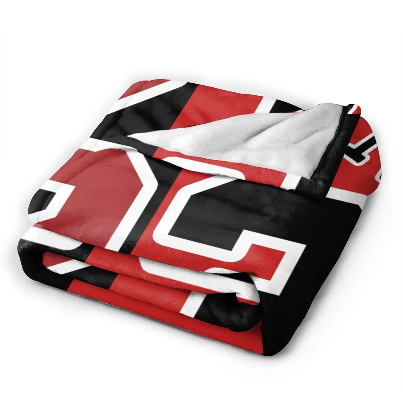 Black and red striped 23 Printed Blanket for Sofa Bed Travel Camping Living Room Office Conditioning Blanket view 3