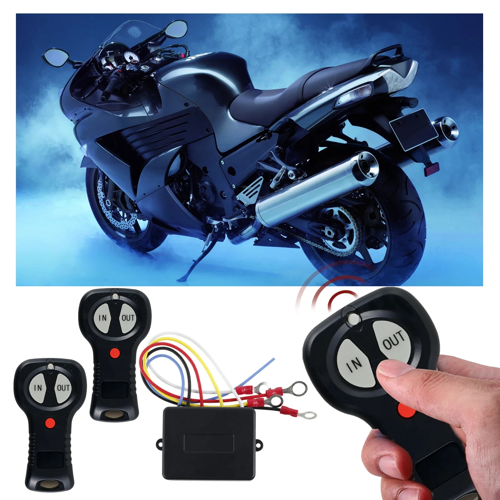 2Pcs Car Wireless Winch Remote Control Kit 12V-24V Universal ATV/SUV Wireless Heavy Winch Remote Switch Controller For Badlands