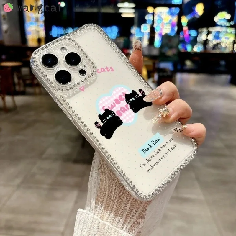 สำหรับเรดมี่ A5 A4 A3 โปร A3X A2 A1 K70E เทอร์โบ 4 เคสโทรศัพท์เงา น่ารัก รักหัวใจแมวลายจุดนุ่ม