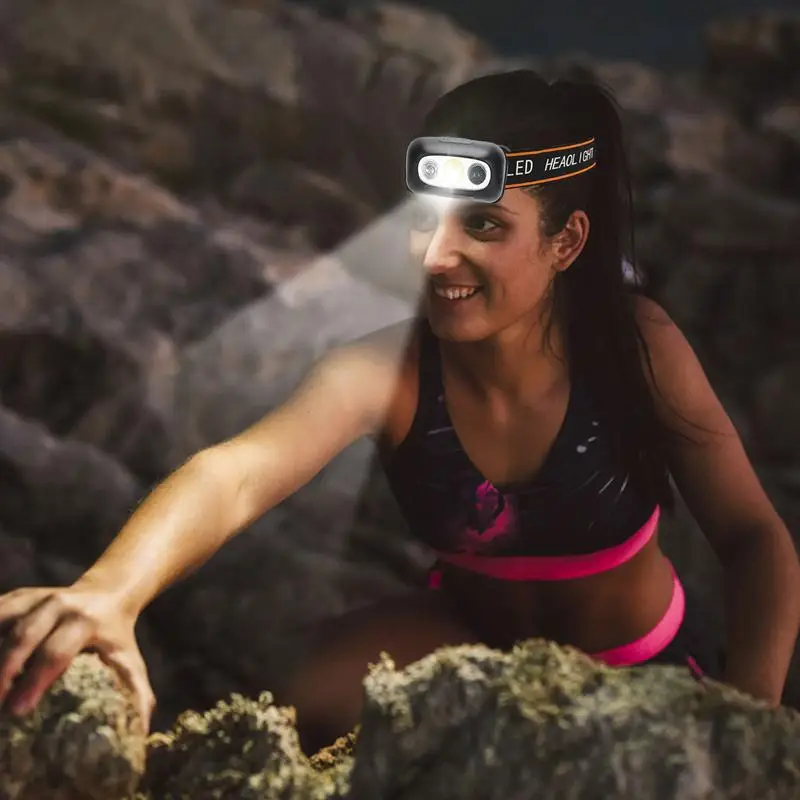 Linterna frontal LED con Sensor de inducción, linterna para pesca, Camping, recargable por USB, resistente al agua para deportes al aire libre, 4 modos