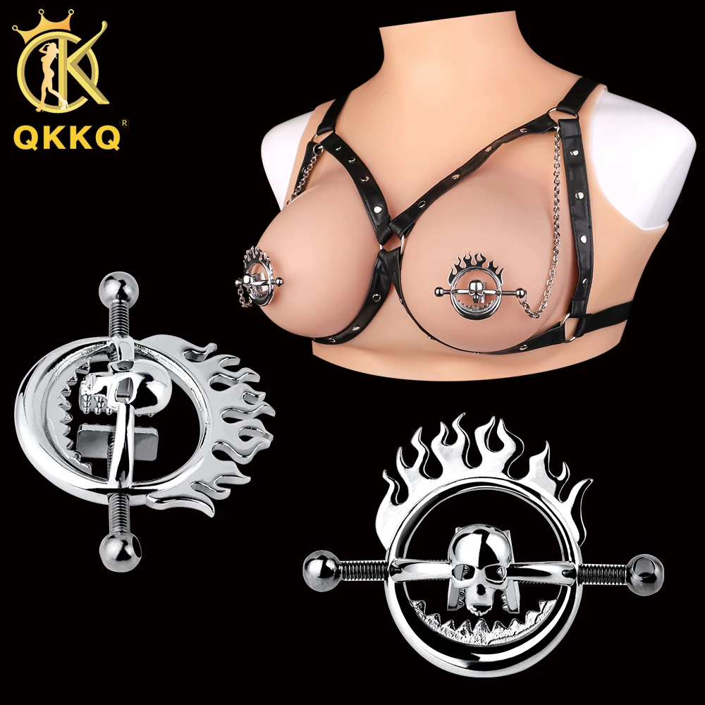 

QKKQ Metal Nipple Clamp Restraints Female Nipples Massager Breast Bandage BDSM Sex Toys Women Men Halloween Toy Gift For Couple