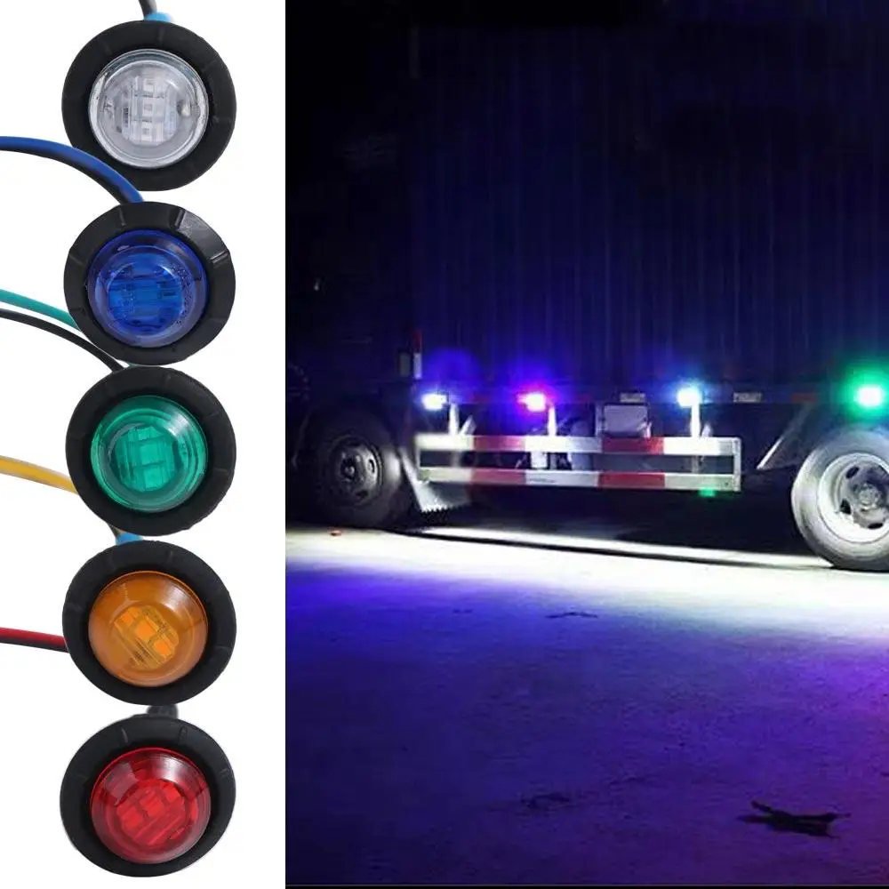 Truck Accesorios Small Round LED Indicators Car External LED Side Marker Light Tail Brake Lamp Auto Light Turn Signal Lamp