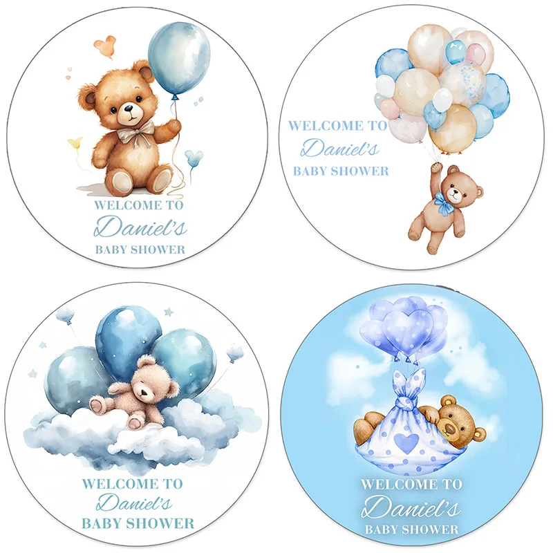 100pcs Custom Cute Teddy Bear Sticker Baby Shower Baby Girl Boy Birthday Baptism Label Stickers Personalized Gender Neutral