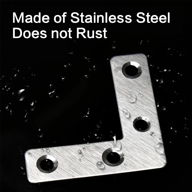 10 Pcs Flat Corner Brace, L Type Shelf Bracket 50/60/80mm(1.97/2.36/3.15inch), Heavy Duty Stainless Steel Shelf Supports