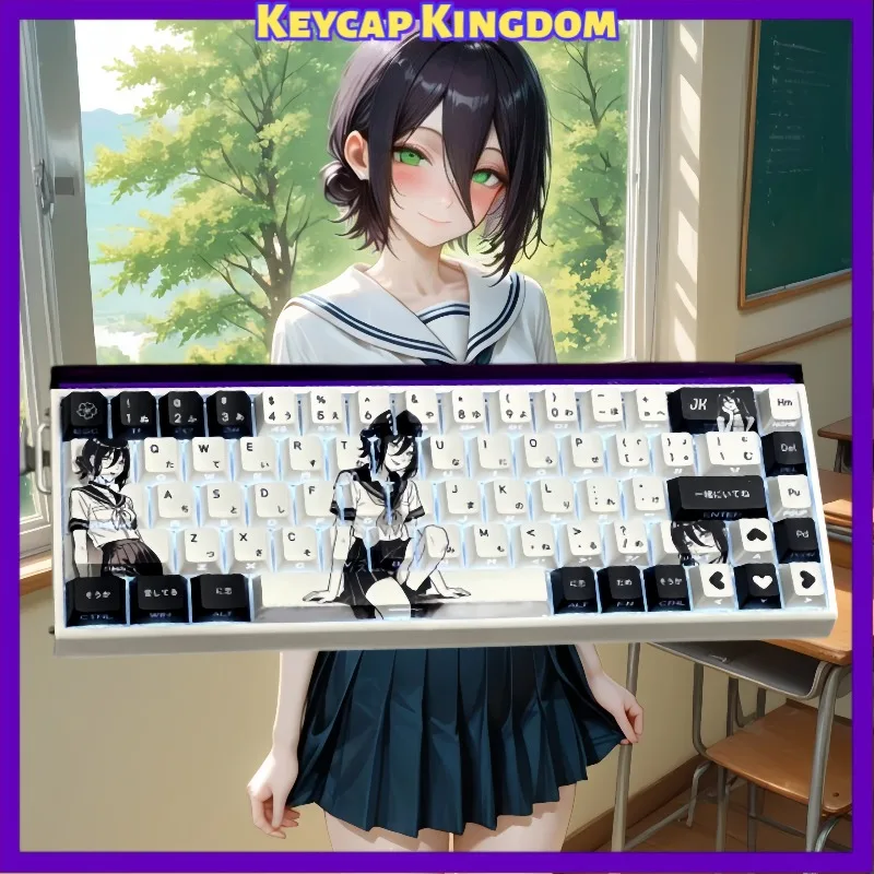 Anime Reze JK PBT Dye Sub Shine Through Side Print Keycaps Cherry Profile For Magnetic Mechanical Game Keyboard Accessories Gift