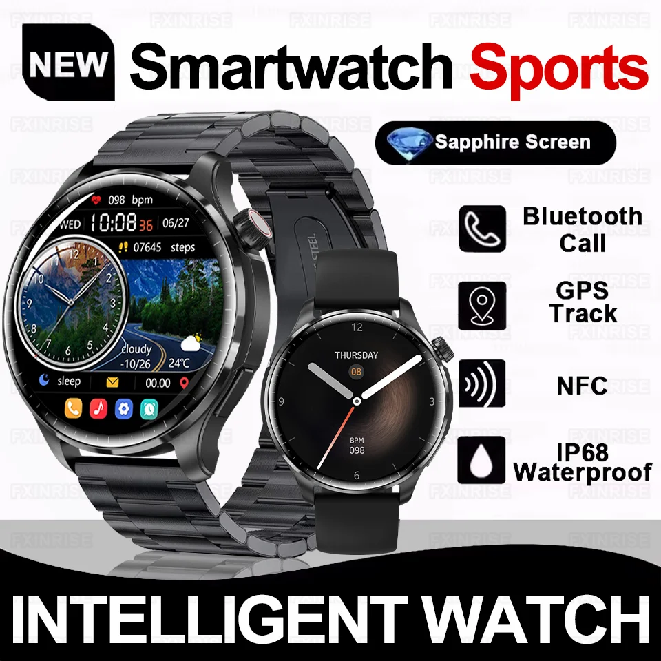 

Новые модные смарт-часы 2026 года для мужчин: GPS, NFC, для фитнеса на открытом воздухе, экран 1,53 дюйма, Bluetooth-звонки, водонепроницаемость IP68