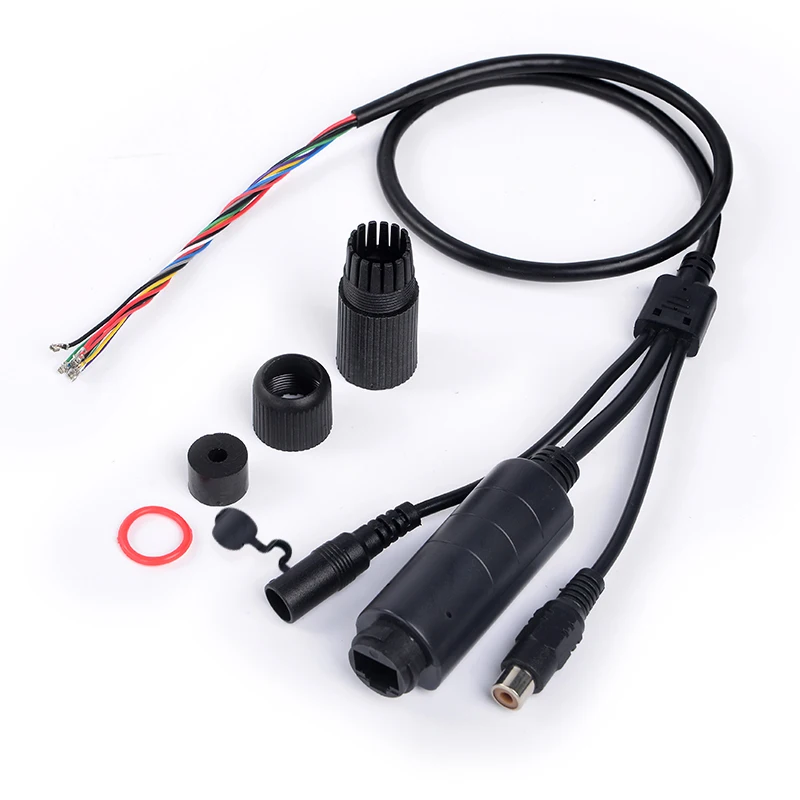 FS5712R 12V1A 10/100M IP66 Waterproof Black PoE Cable with Audio Jack For IP Camera