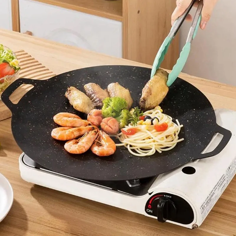 

Outdoor Camping Grill Plate Barbecue Meat Pot Flat Electric Barbecue Plate 32Cm 1Set