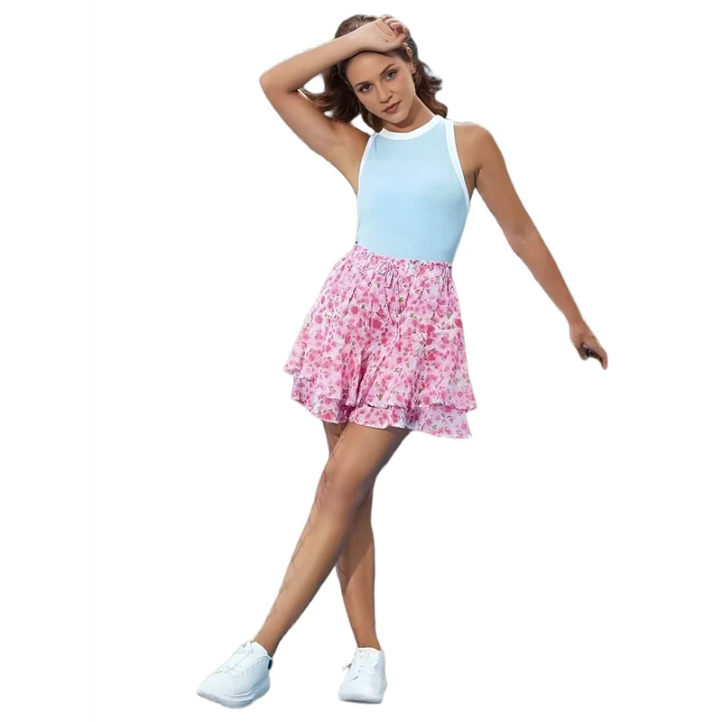 

Шорты для женщин, летние повседневные шифоновые шорты, теннисные мини-юбки с рюшами в стиле бохо-A55G