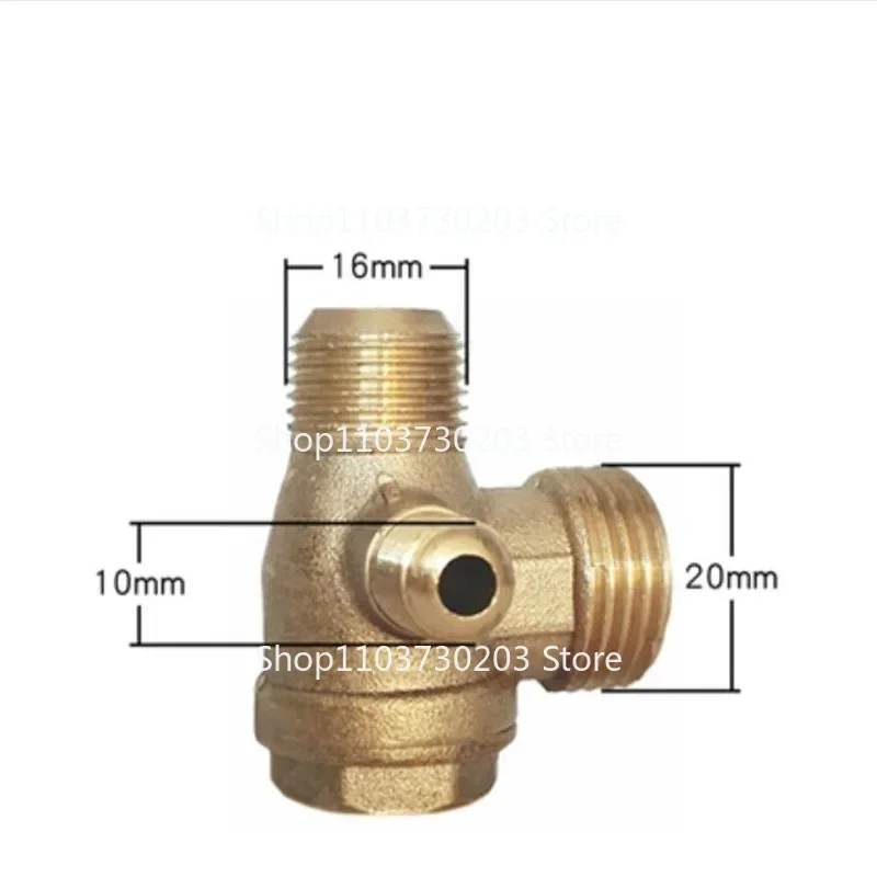 3 Way Brass Air Compressor Check Valve Gold ToneThreaded Check Valve Connector Tool 1pc