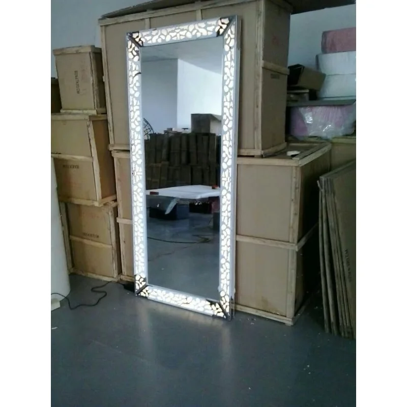 Hair Salon Styling Station with Diode Lighting Salon Mirror QZ-M011A