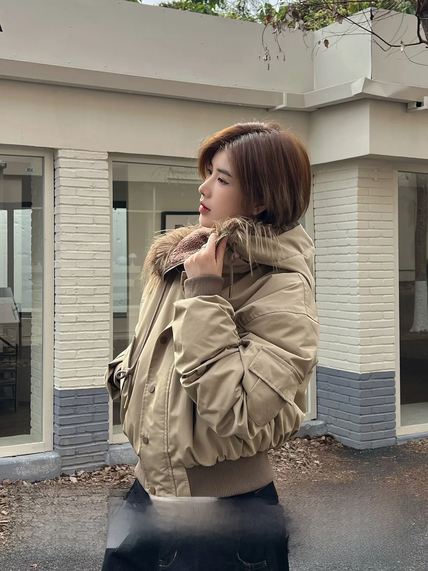 Ja1 Thickened Warm Short Pilot Cotton Jacket Winter Outerwear for Couples Street Style Commute Vintage Loose Fit Zipper Closure