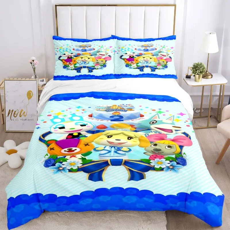 A/nimal C-rossing Logo Cover Sets Printed Bedding Set Double Queen King Size 2/3pcs,boys and Girls Brithday Gift