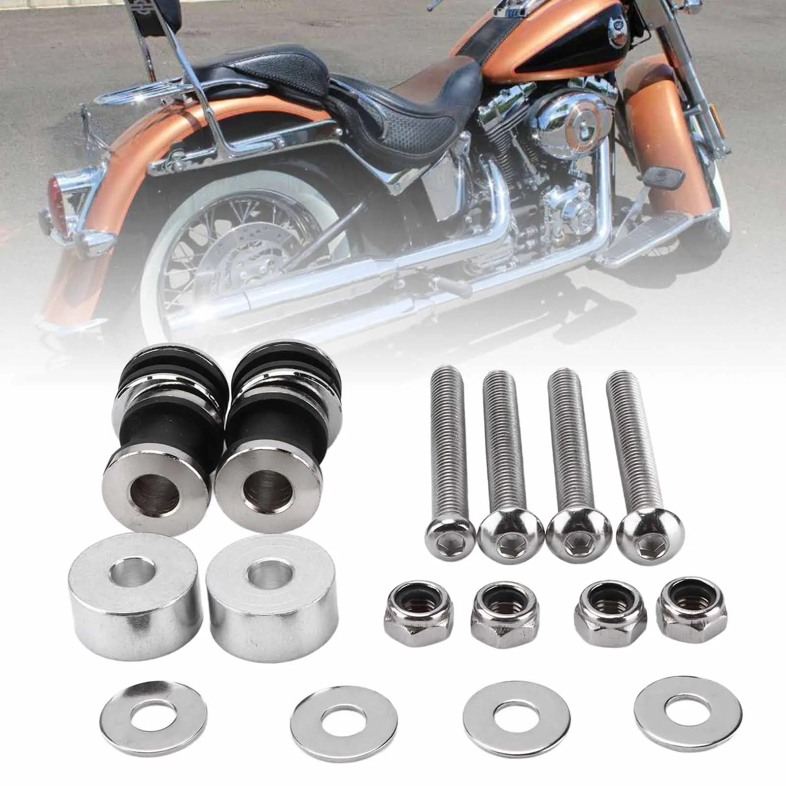 

Motorcycle Backrest Sissy Bar Detachable Docking Hardware Kit Replacement for FXST FXSTB 1987‑1999