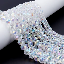 1 Strand 4-10mm White AB Clear Crystal Beads Faceted Glass Beads Loose Spacer Beads For DIY Bracelet Jewelry Making Accessories