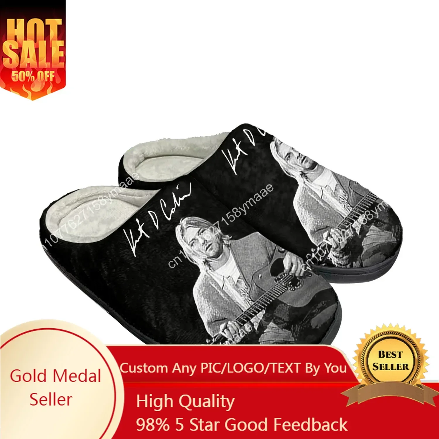 

Kurt Cobain Home Cotton Slippers Mens Womens Thermal Indoor Slipper Customized DIY Shoe Plush Bedroom Casual Keep Warm Shoes
