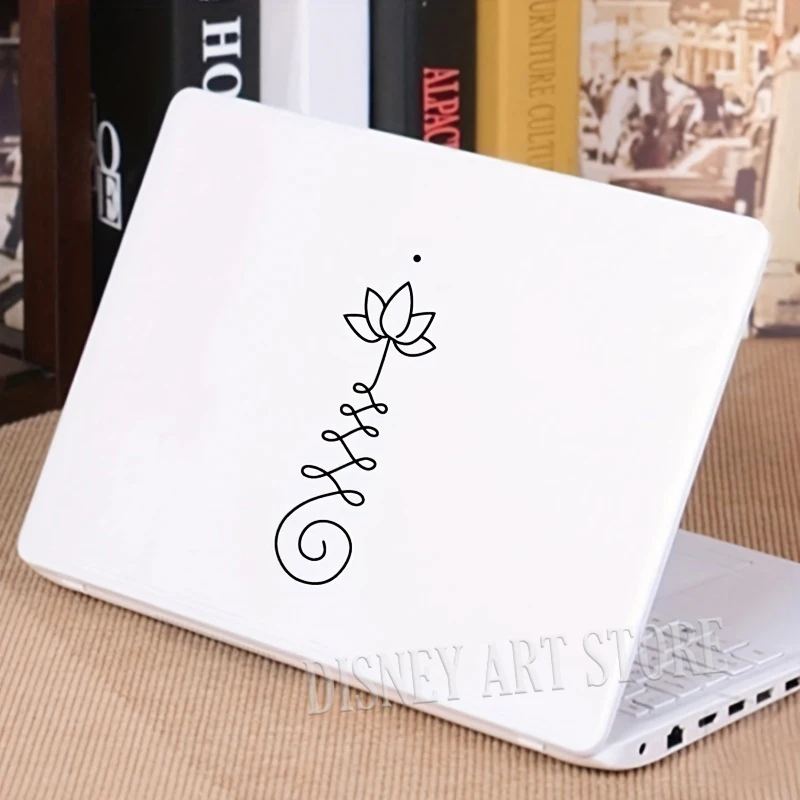 زجاجة مياه Unalome Lotus Swirl، تزيين نافذة السيارة، ملصق كمبيوتر محمول لليوجا Zen Boho قابل للإزالة