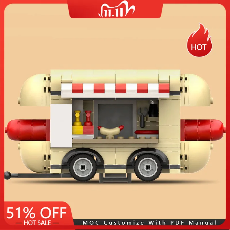 

226 шт. MOC городской трафик, тележка для хот-догов, модель технологии, строительные блоки, креативные игрушки для сборки своими руками для мальчиков и девочек, рождественские подарки