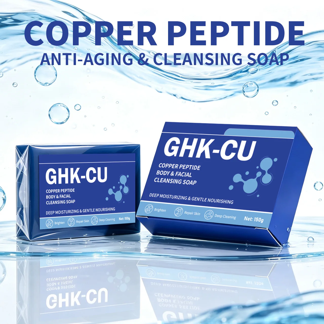 150g Blue Copper Titanium Anti Aging Repair Cleaning Soap Facial Skin Care Essential Oil Soap