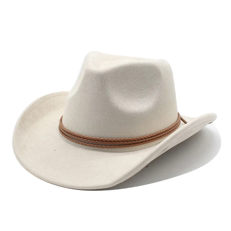 2025 Western-Cowboyhut im Ethno-Stil, Zylinder, Herbst und Winter, Filzhut für Herren und Damen, umgedrehte Kante, Jazz-Hut – Detail 6