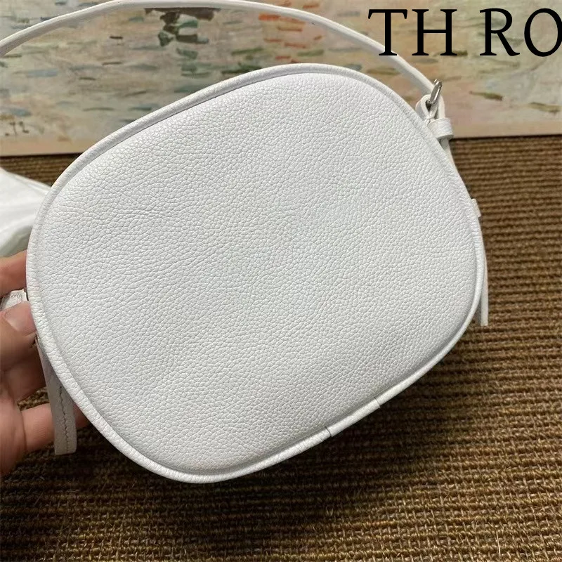 THRO-Bolso de cuero negro de doble capa para mujer, bolso de cámara de gran capacidad, Mini bolso de hombro de alta calidad, blanco