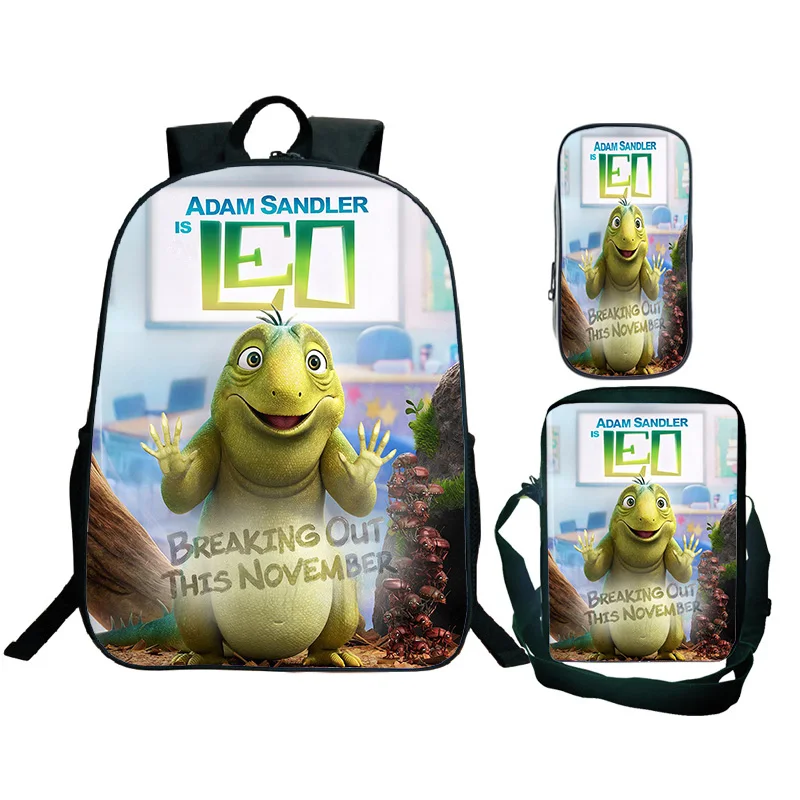 2024 Leo Funny Lizard Backpack Crossbody Bag Pencial Case 3pcs Teen Student SchoolBags Large-capacity Bookbag Boys Girls Mochila