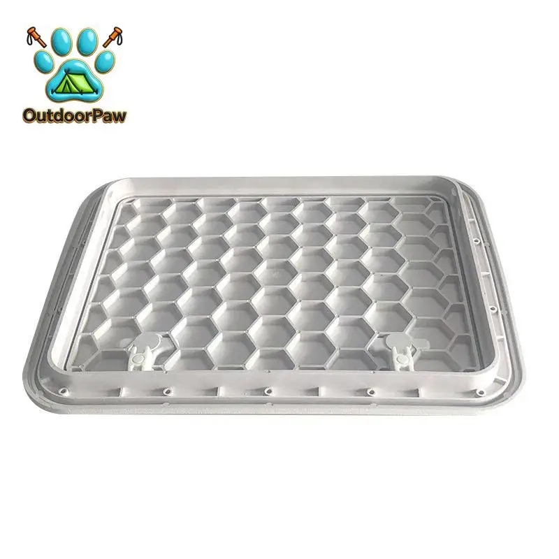 Marine White Plastic Rectangle Deck Cover Hatch Cover with Double Handles Non Slip Surface Weatherproof for Boat Fitting