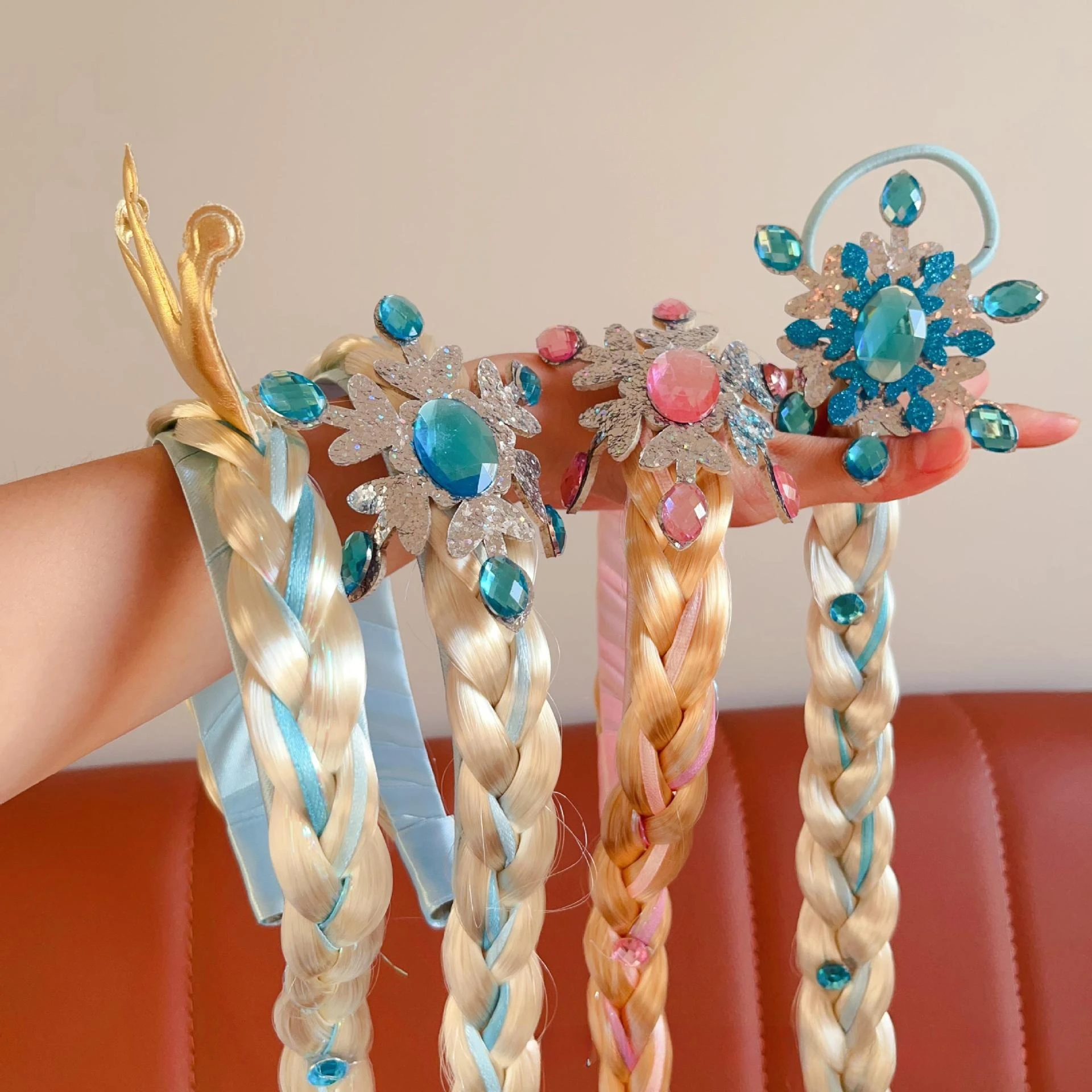 Photopraphy Props Kids Crown Frozen Wig Braid Super Fairy Hair Accessories Girl Princess Shape Headband Hairband Girls Headgear