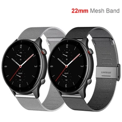 22mm Mesh Watch Band For Huami Amazfit GTR 4 3 Pro 2 2e Bip 5 Milanese Bracelet Wrist Strap Loop For GTR 47mm Pace Stratos Clasp