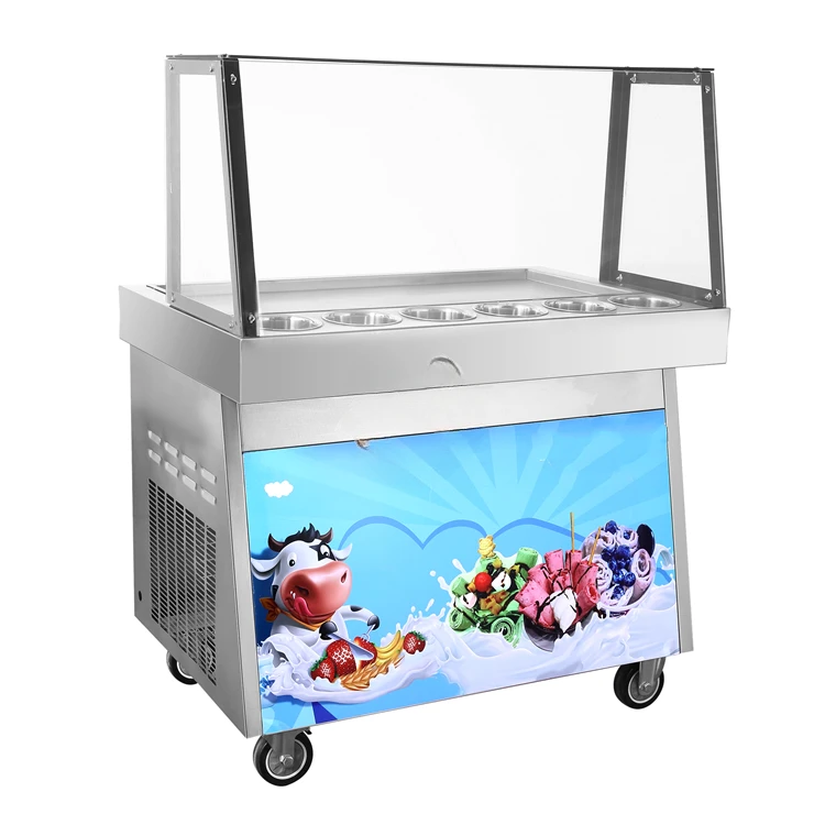 Popular 2000W fried ice cream machine stainless steel ice cream maker single pan ice cream roll machine