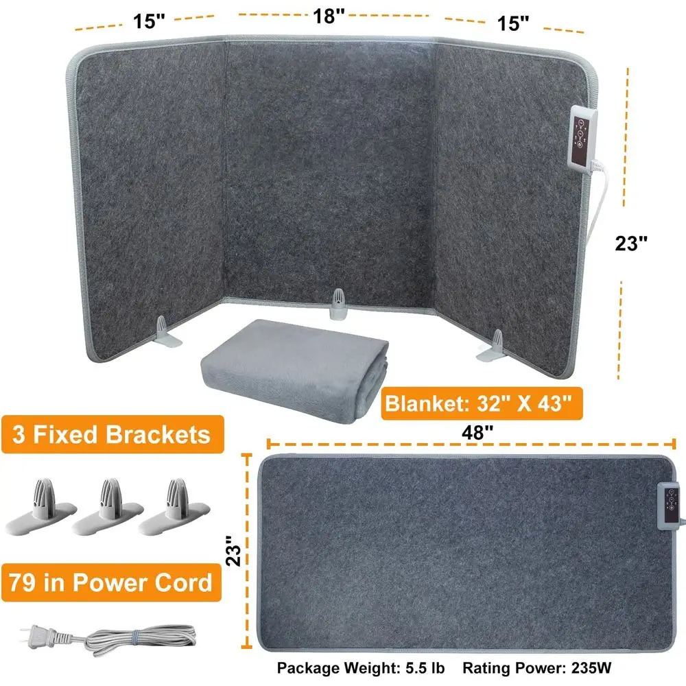 Compact Desk Heater with Leg Warmer, 235W Personal Space Warmer, Overheat Protection, Timer, Quiet Operation, Easy to Set Up for