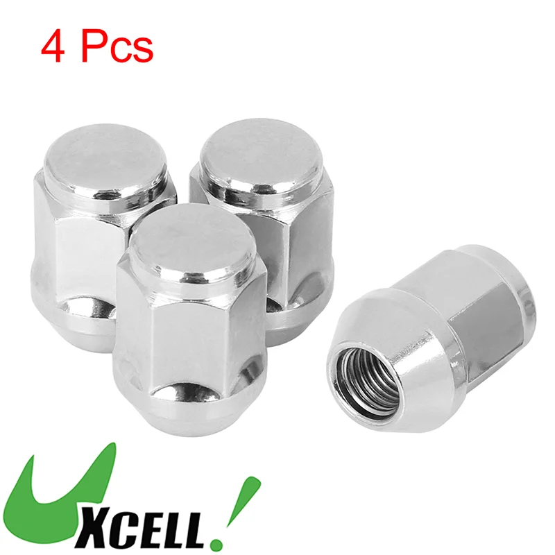 UXCELL Wheel Lug Nuts Racing Bolt Head Cover Wheel Parts 4 Pcs M12x1.5 35mm Chrome Bulge Acorn Hex Steel Nuts for Car