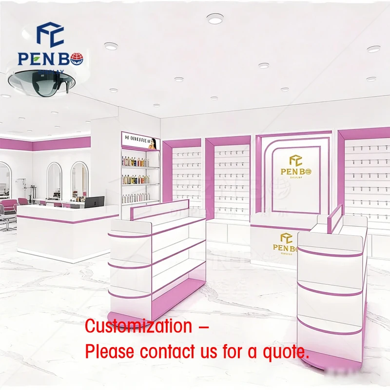 custom.Pink Salon Interior Design and Fit Out Solution with Custom Display Furniture Beauty Salon Shop Equipment Furniture