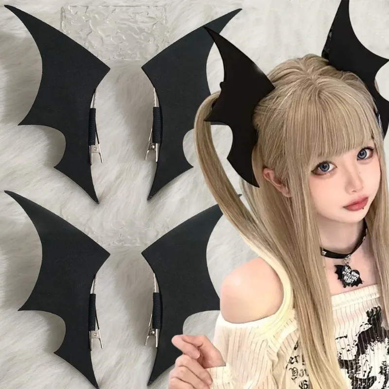 القوطية الظلام الشرير مشبك شعر Y2k الساخن فتاة سوداء المتضخم أجنحة الخفافيش Hairgrip دبوس الشعر كليب تأثيري اكسسوارات الدعائم هالوين #1