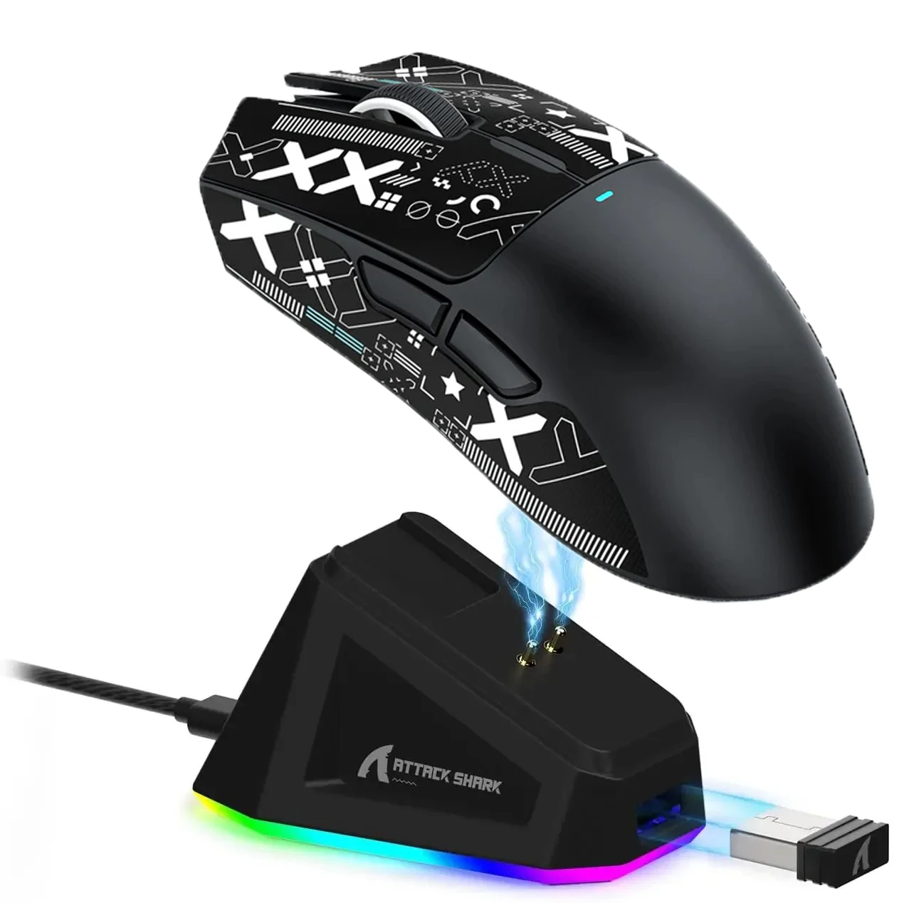 X11 Gaming Mouse Wireless Attack Shark Mouse PixArt PAW3311 Gaming Sensor, BT/2.4G/Wired with RGB Magnetic Charging, Macro DPI