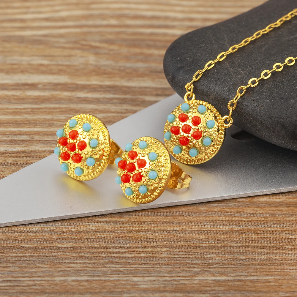 

Nidin Light Luxury Inlaid Rhinestone Necklace Earrings Geometric Design Jewelry Sets Fashion High Sense Accessories Party Gifts