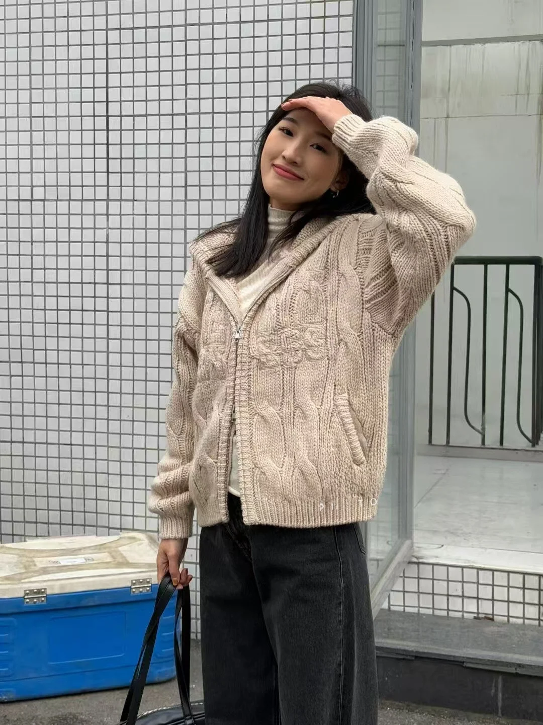 

Новая зимняя женская вязаная шапка, свитер, кардиган, пальто, пряжа свободного кроя, длинная застежка-молния све, цвет M * U$ 2024