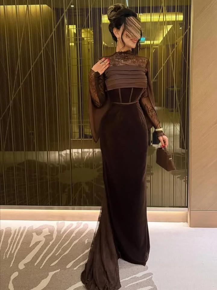 

Arabian Night Sweetheart Dresses Brown Customized Luxurious Lace Mermaid Evening Prom Gowns فستان سهره نسائي