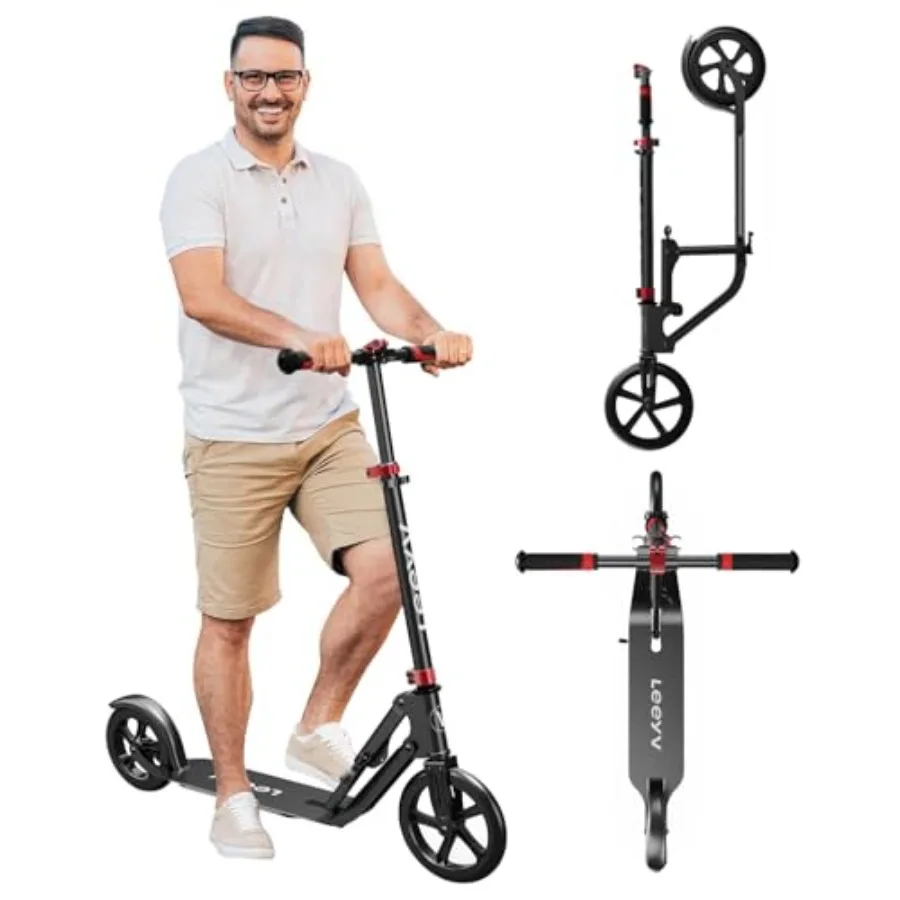 

Adult Scooter with Big Wheels Adjustable Height Foldable Aluminum Frame Smooth Ride for Urban Commuting and Outdoor Fun Suitabl