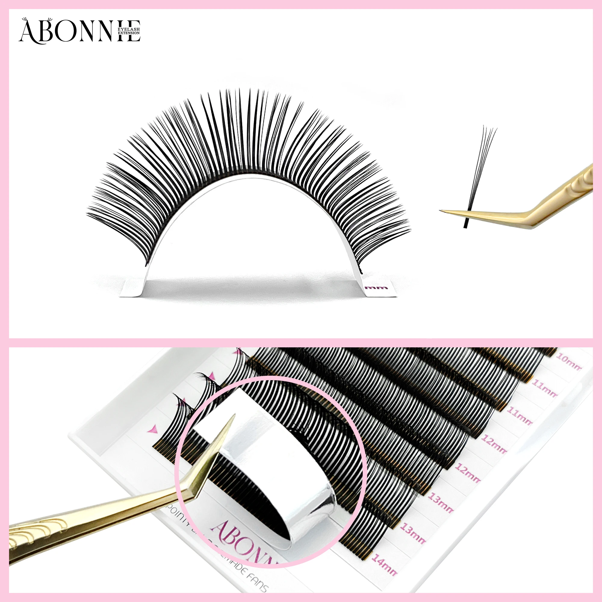 Abonnie-Extensions de cils noirs et bruns, pointes de fleurs 5D, faux cils faciles à dégrader, cils gérvolume, cils individuels, volume 5D